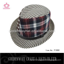 fashion Checked wave cotton fedora hat for kids